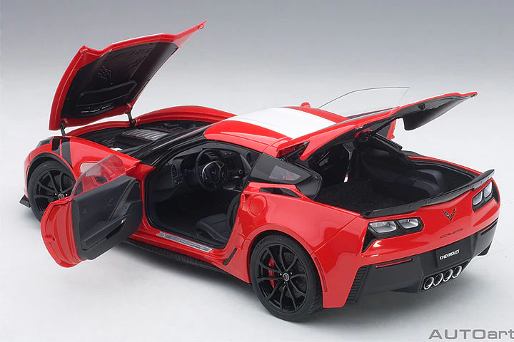 AUTOart Chevy Corvette C7 Grand Sport Red w/ White Stripes 1:18 - Image 8